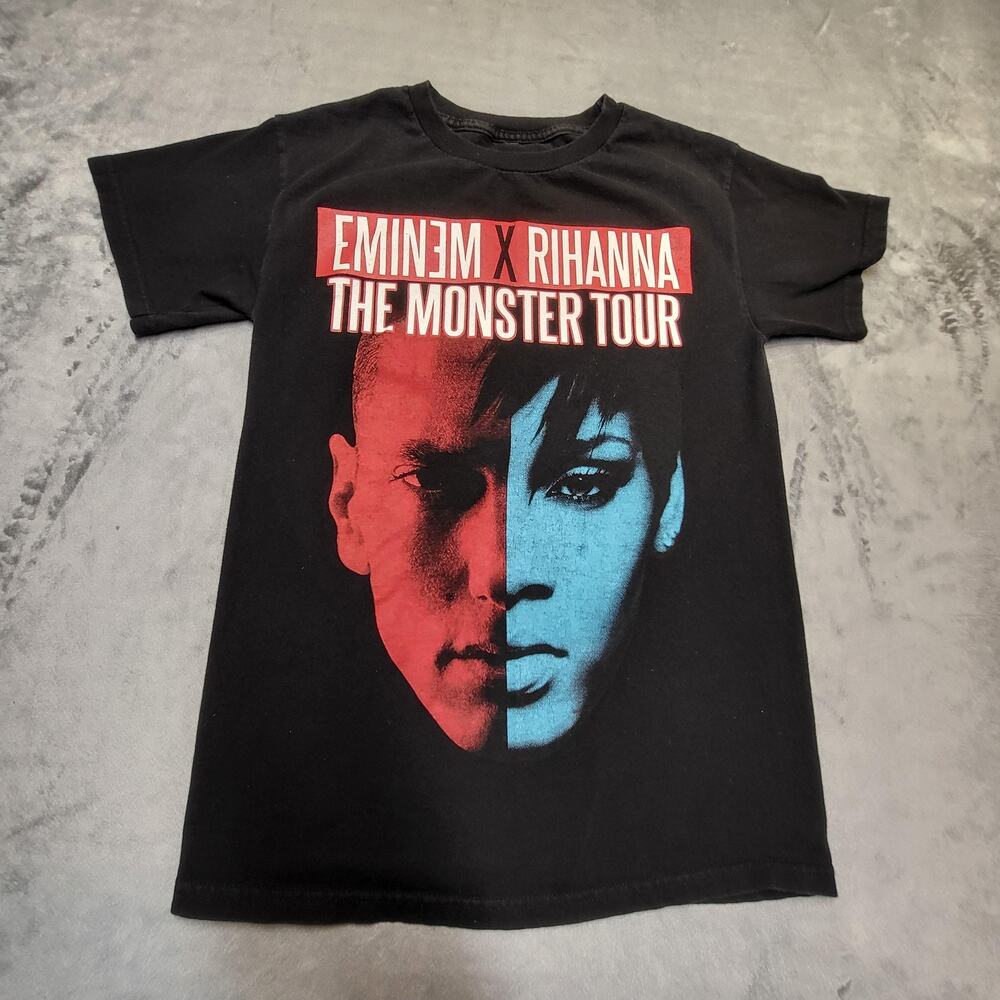 Eminem X Rihanna Monster Tour Shirt Youth Medium Black Rap Concert Tee 2014